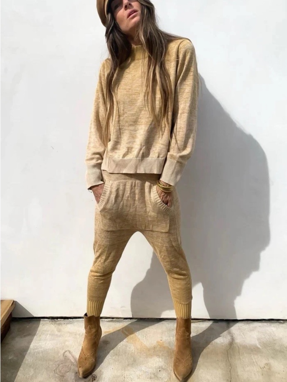 Jen's Pirate Booty X Free People Très Chic Harem Pants M L Knit Yellow Women’s